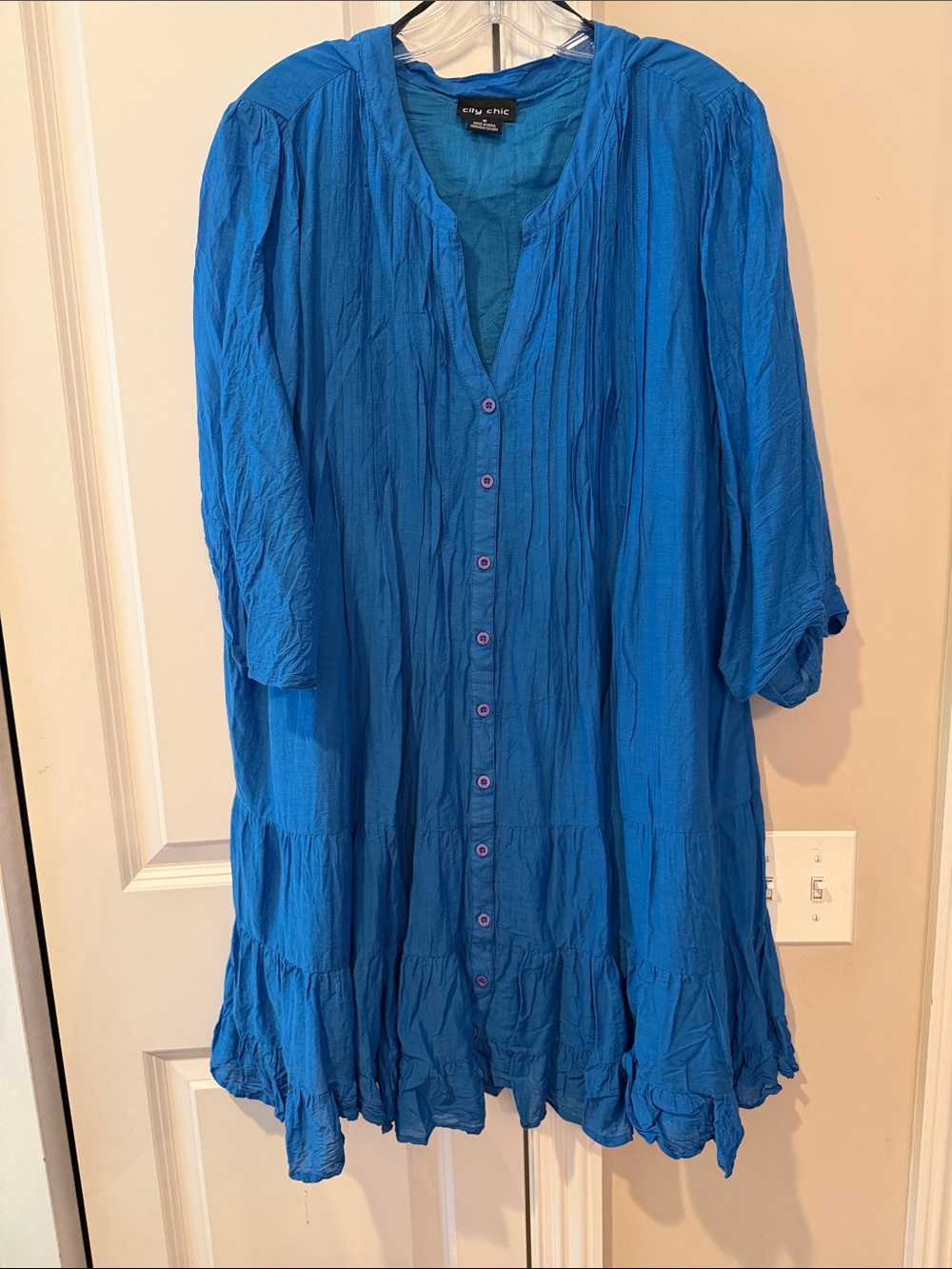 Pixie Mood Vibrant Blue Ruffled Button Tunic